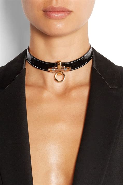 givenchy leather choker|Givenchy long chain necklace.